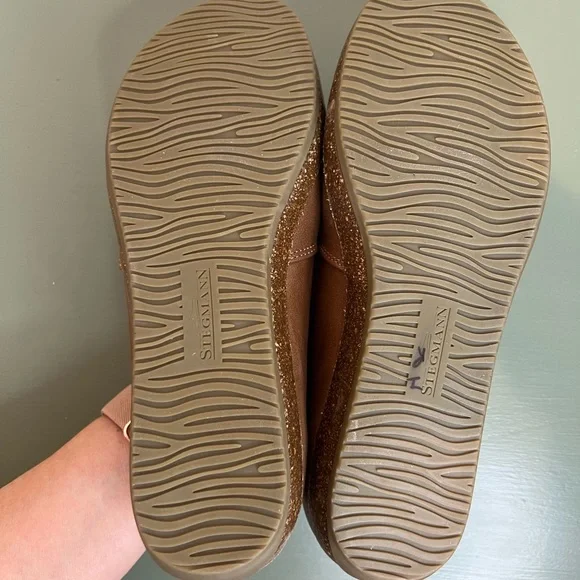 Stegman Brown Leather Loafers Liesl Leather Skimmer Wool Lined Womens 8 Shoes - Picture 9 of 11